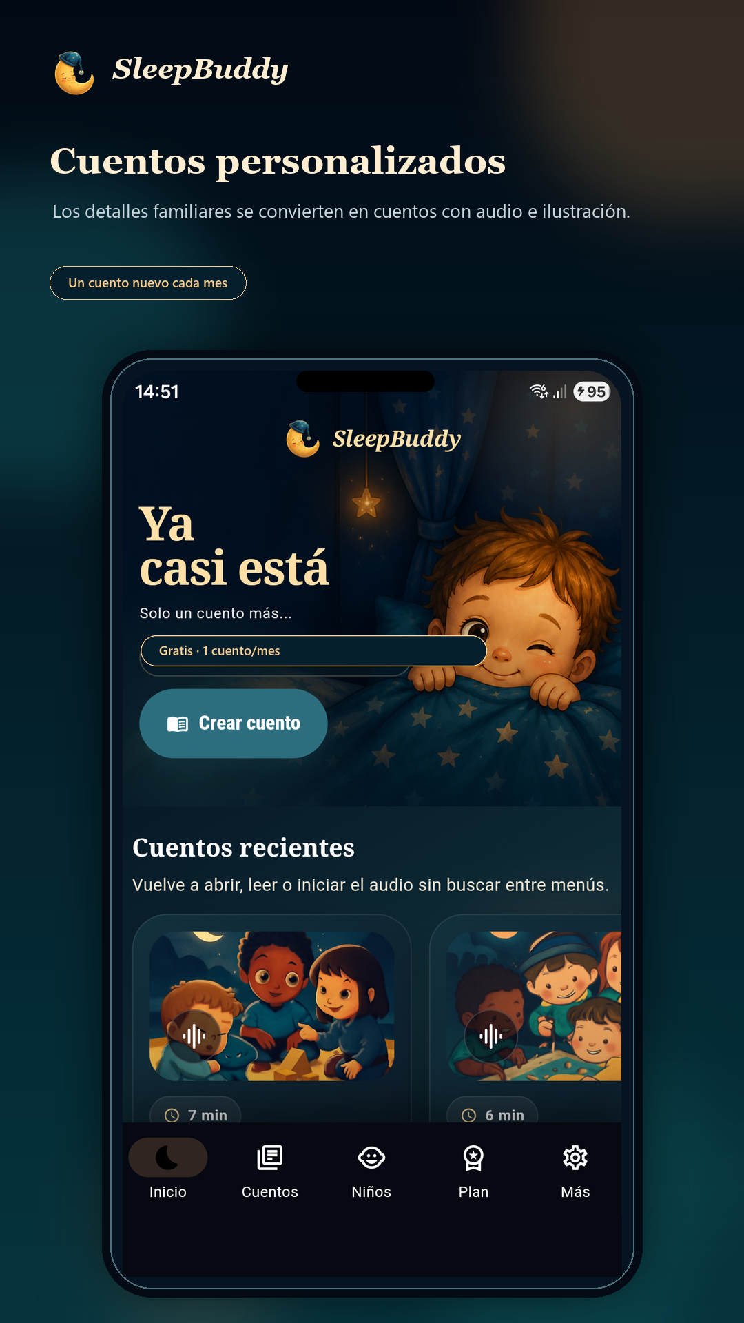 SleepBuddy app dashboard