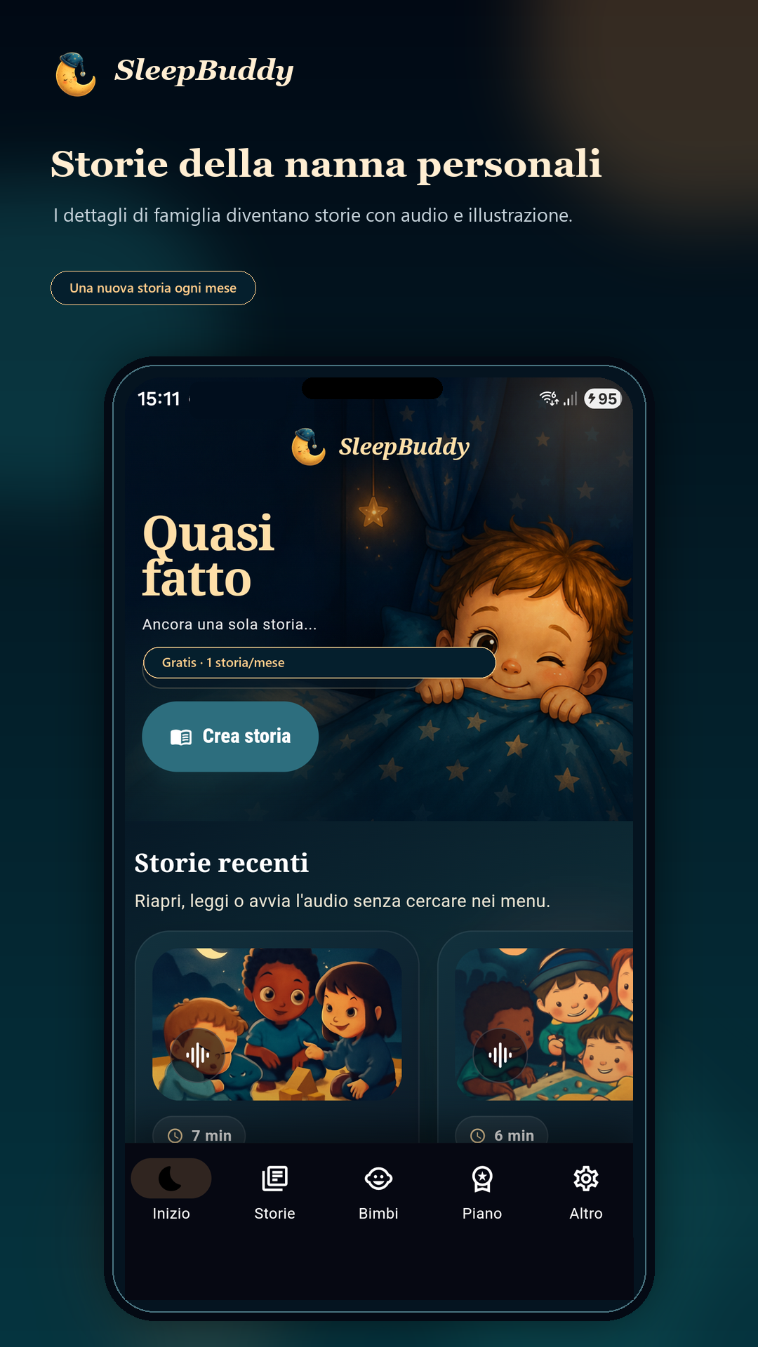 SleepBuddy app dashboard