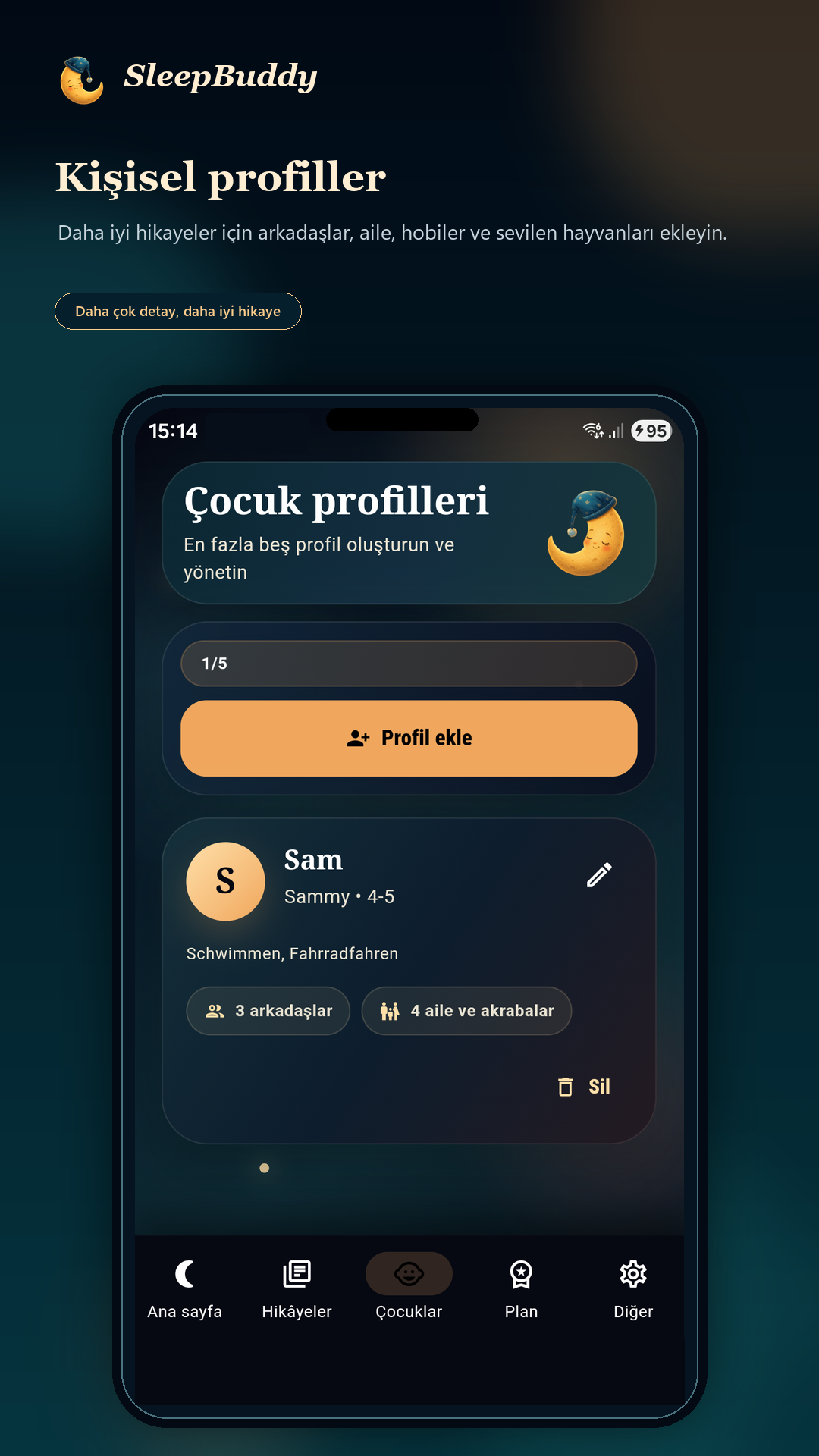 SleepBuddy profiles screenshot
